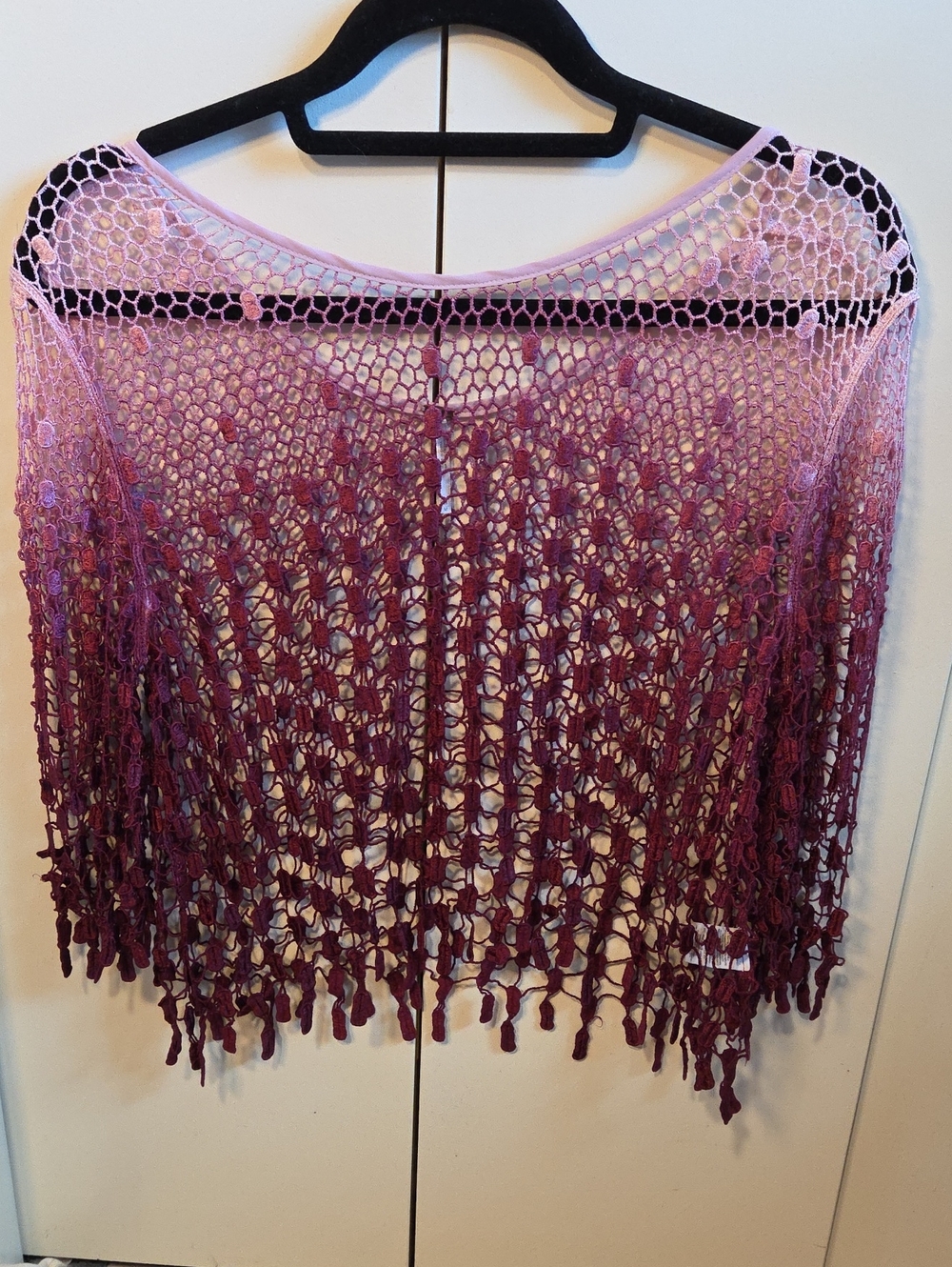 Free People Purple Ombre Crochet Fringe Poncho